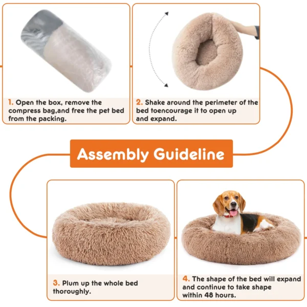 Washable Calming Fluffy Plush Dog Bed
