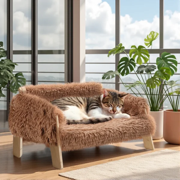 Large Cat Bed Sturdy Wooden Leg