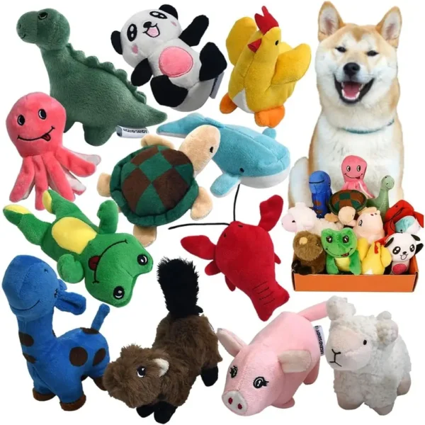 SANDY Squeaky Plush Dog Toy Pack Puppy Small Stuffed Puppy Chew Toys 12 Dog Toys Bulk Squeakers Cute Soft Pet Toy Small Medium S