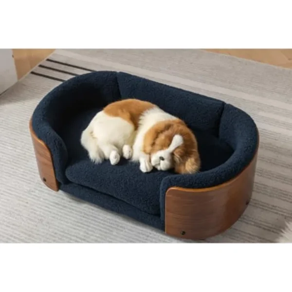 Walnut Frame Scandinavian Style Elevated Dog Bed