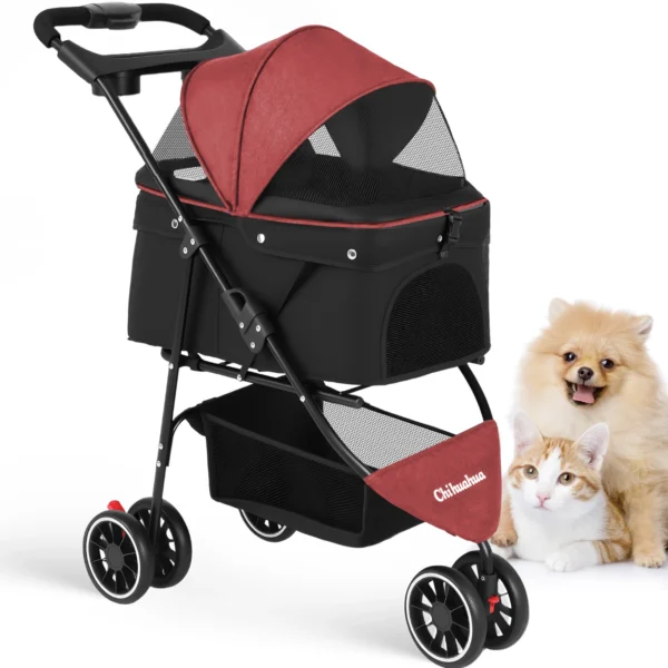 Pet Stroller For Small Medium Cats & Dogs