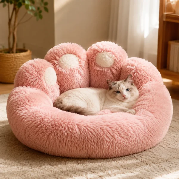 Plush Paw-Shaped Pet Bed