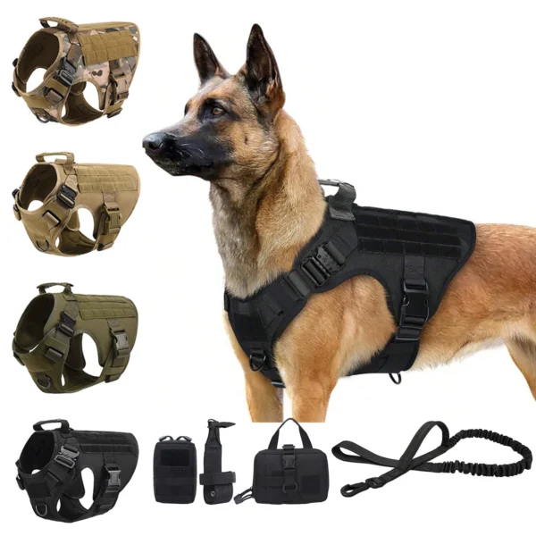 Tactical Dog Harness With Collar And Leash