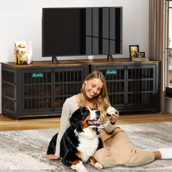 Heavy Duty Dog Crate Furniture with Casters