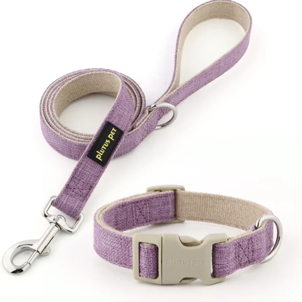 Adjustable Cotton Hemp Dog Collar and Leash
