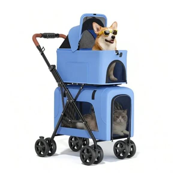 2 in 1 Foldable Double Pet Stroller
