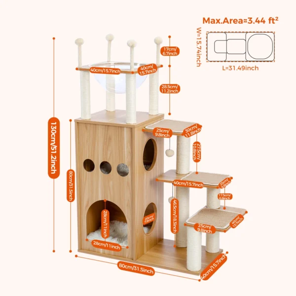 Multi-Level Indoor Cat Tree with Scratching Posts