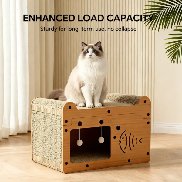 Durable Cardboard Cat Scratcher - Hanging Toys, Bed