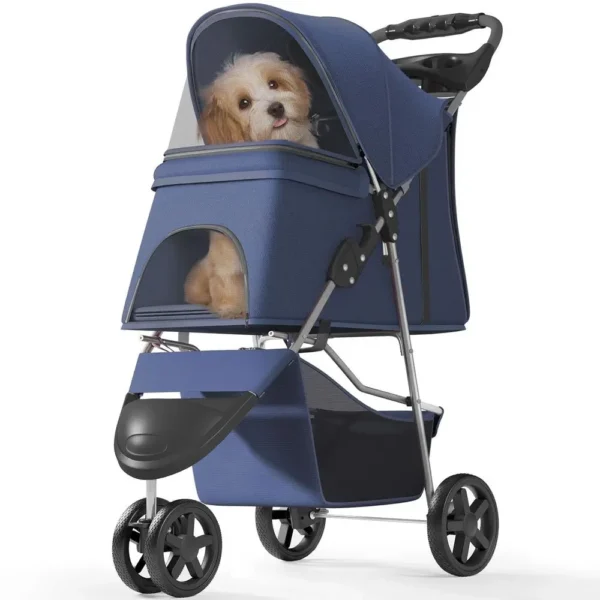3 Wheel Pet Stroller - Portable, Foldable, Jogger