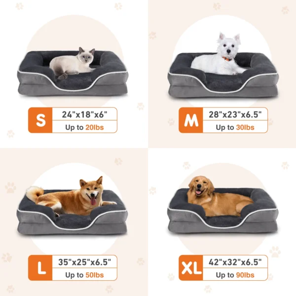 Washable Orthopedic Dog Bed - Memory Foam, Waterproof