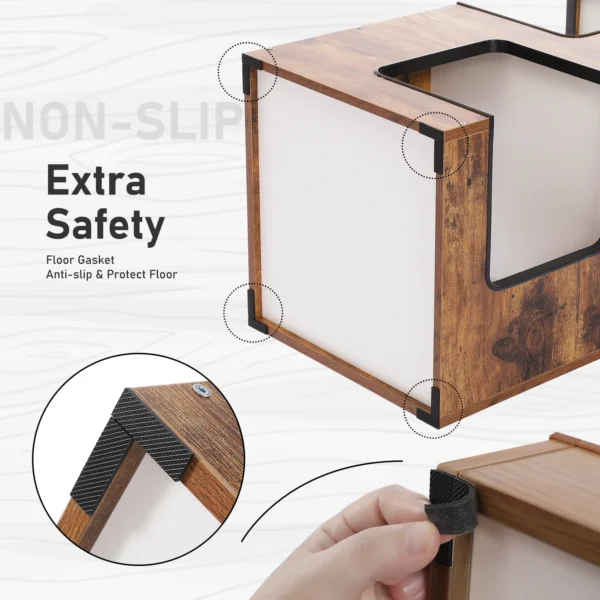 Wood Cat Condo - Removable Mats, Scratching Pad