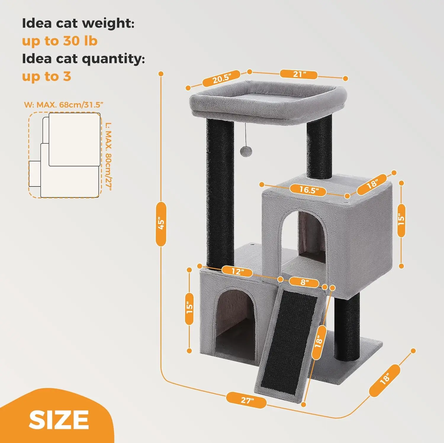Heavy Duty Cat Tower - Sisal Scratching Ramp - Image 3