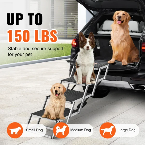 Wide Vehicle Dog Stair - Folding, Portable, Lightweight