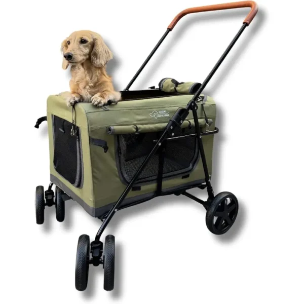 Foldable Pet Stroller and Detachable Travel Crate