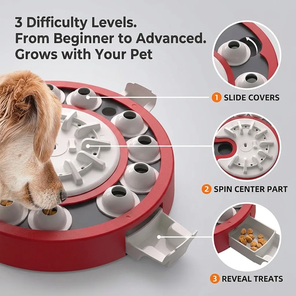 3-in-1 Interactive Dog Enrichment Toy/Feeder, Stimulation & Training - Image 2